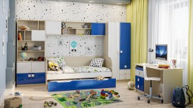 Детская комната Скай Люкс (Синий/Белый/корпус Клен) в Москве - moskva.katalogmebeli.com | фото