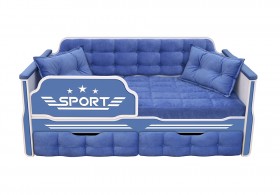 Кровать 190 серии Спорт 2 ящика 85 Синий (подушки) в Москве - moskva.katalogmebeli.com | фото