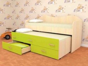 Кровать детская Нимфа двухместная 2.0 Дуб молочный/Лайм в Москве - moskva.katalogmebeli.com | фото
