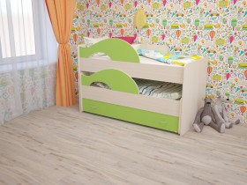 Кровать детская Радуга 1600 Млечный дуб/Салатовый в Москве - moskva.katalogmebeli.com | фото
