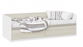 Кровать «Сканди» с 2 ящиками Дуб Гарден/Белый/Глиняный серый в Москве - moskva.katalogmebeli.com | фото