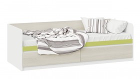 Кровать «Сканди» с 2 ящиками Дуб Гарден/Белый/Зеленый в Москве - moskva.katalogmebeli.com | фото