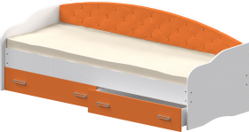 Кровать Софа-8 с мягкой спинкой (900х1900) Белый/Оранжевый в Москве - moskva.katalogmebeli.com | фото
