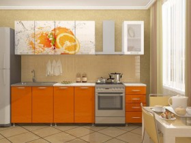 Кухонный гарнитур 1,8м Апельсин (Белый/Оранжевый металлик/Фотопечать апельсин) в Москве - moskva.katalogmebeli.com | фото